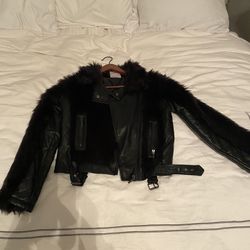 Fur Leather Jacket From Macy’s Size Medium Women’s 