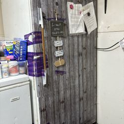 free upright freezer works excellent. but exterior shows wear clean n tact paper on door i can give  u more to redo 