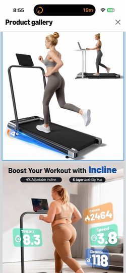 Brand new Walking Pad Treadmill for Home, Walking Pad with Incline and Handle Bar Sturdy Foldable Handles Walking Pad with LED Display, Portable Quiet