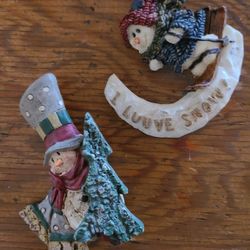2 Snowman Pins Large 3" To 4"