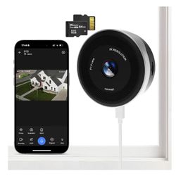 Window Camera for Home Security, 2K 3MP Indoor Security Camera with 64GB Card, WiFi 6 Dual Band 2.4/5.8GHz, UltraColor Night Vision, AI Human Detectio
