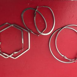 Set of Silver Hoop Earrings