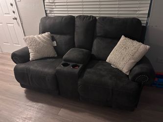 Dark Gray Reclining Chairs with Console