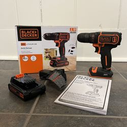 New Black + Decker 20V Cordless Drill with Battery and Charger