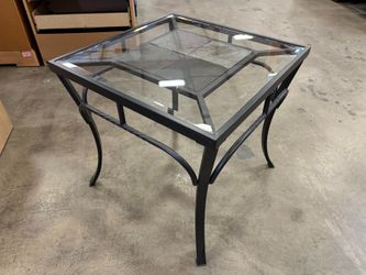 Wrought Iron Accent Table with Glass and Tiled Top