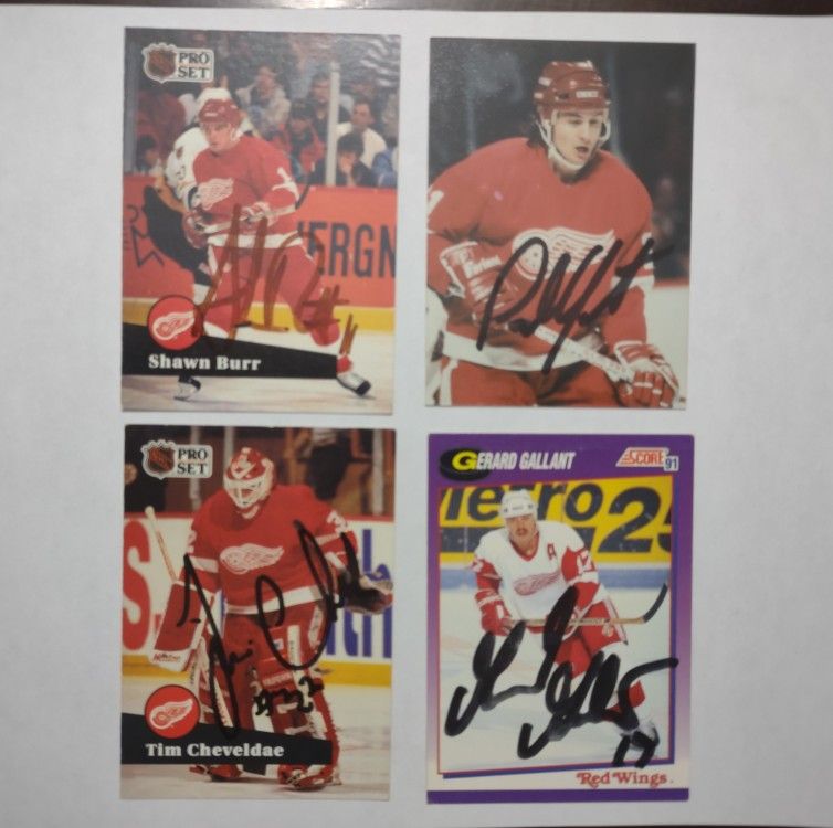 Detroit Red Wings Signed Cards. Autographed In Person.