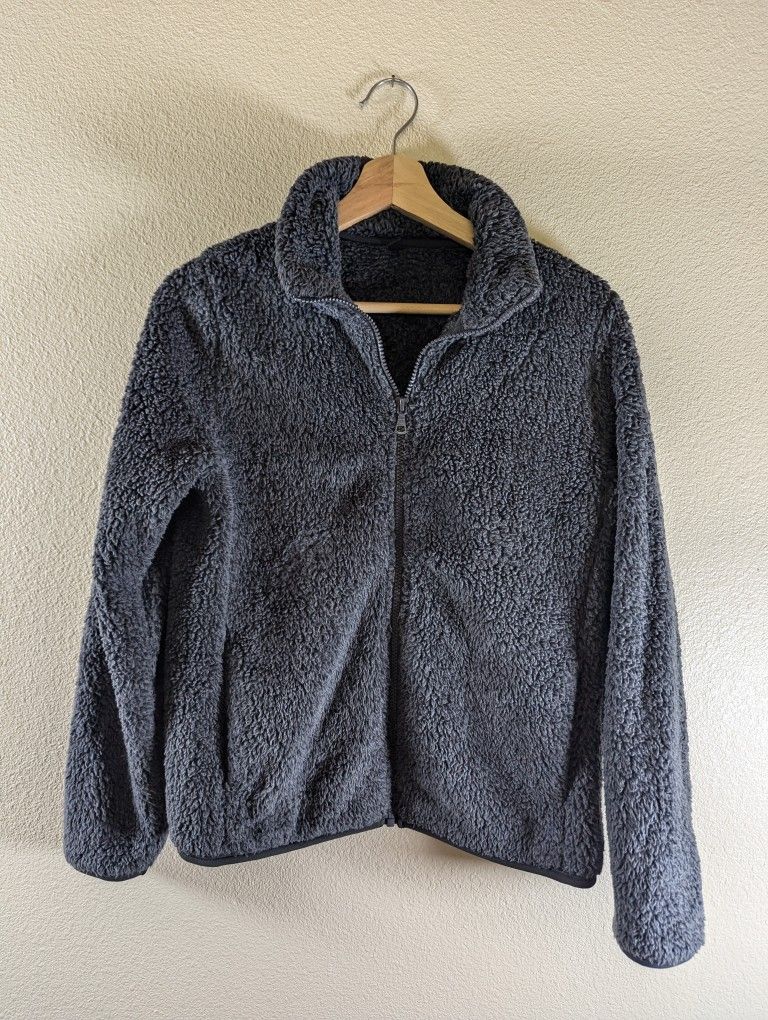Uniqlo Charcoal Sherpa Fleece Jacket