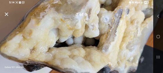 Large tabletop Quartz & chalcedony specimen with custom steel stand