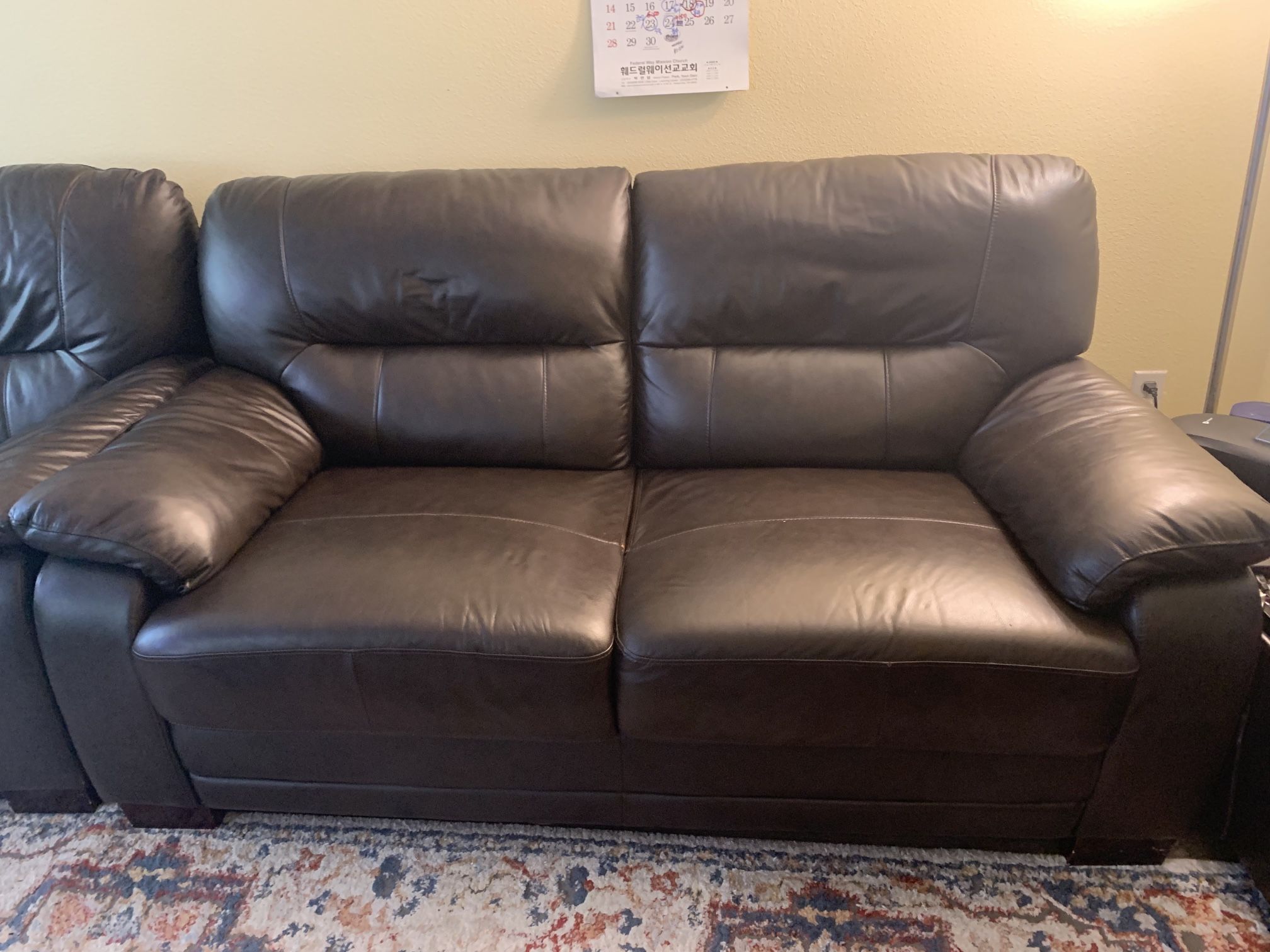 Leather Love Seat + Single Seater Sofa
