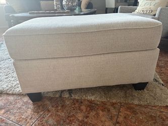 Brand New Fabric off white ottoman