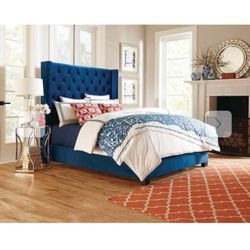 Blue Tall Tuft Bed