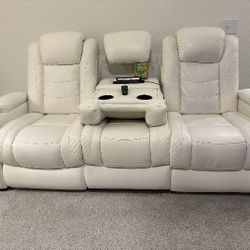 White 2025 Theater Massaging Sofa & Loveseat