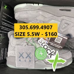 NIKE AIR JORDAN 4 RETRO KAWS AJ4 GRAY WHITE BLACK NEW SNEAKERS SHOES SIZE 4 MEN 5.5 WOMEN 36 A5