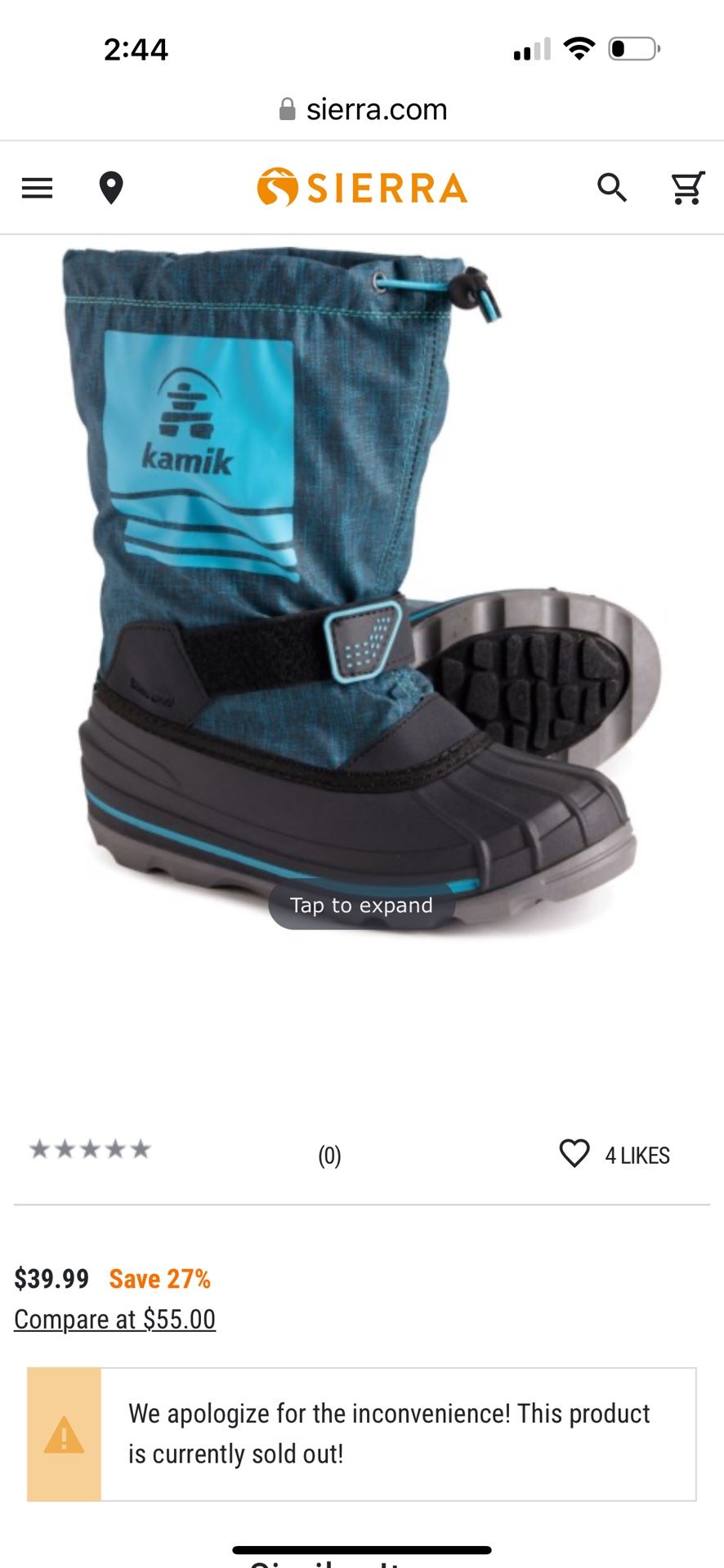 Kamik shockwave Kids Snow Boots Size 12