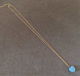 Light blue heart lava stone diffuser necklace gold chain