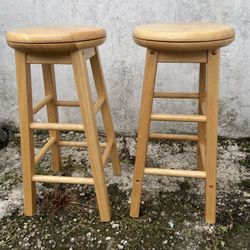 Wood Stools. 2 Pair. 