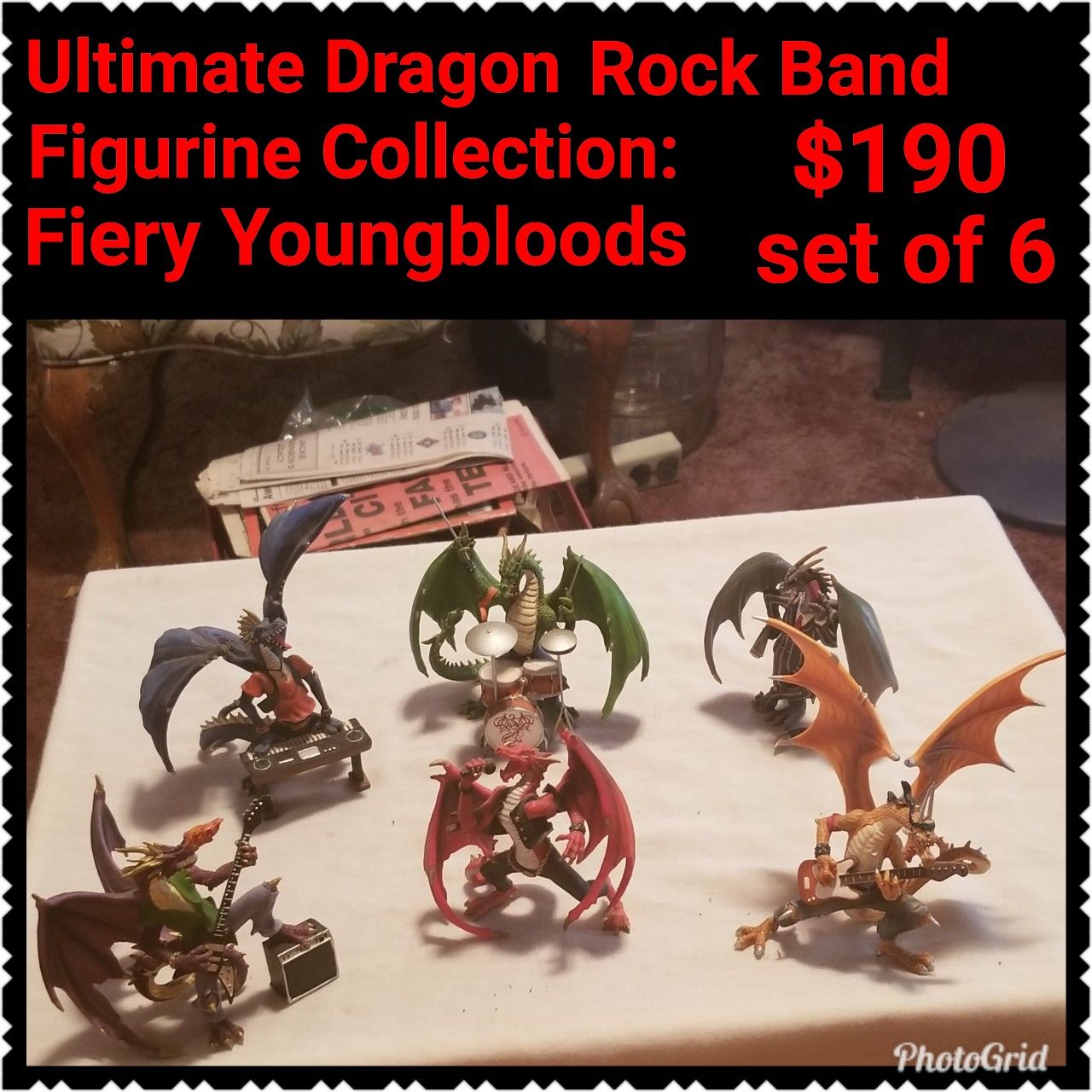 Ultimate Dragon Rock Band Figurine Collection: The Fiery Youngbloods From the Hamilton Collection read description