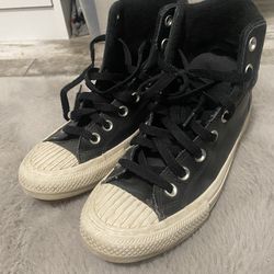 Black Leather Hightop Converse