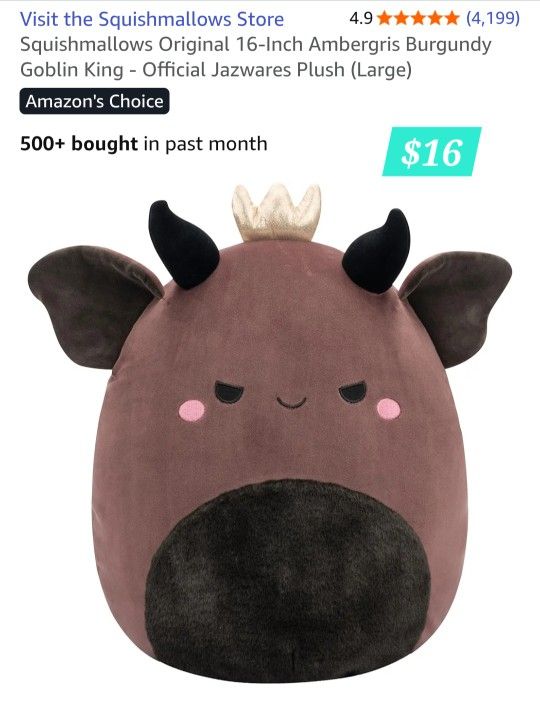 New!! Squishmallow 16 Inch Goblin
