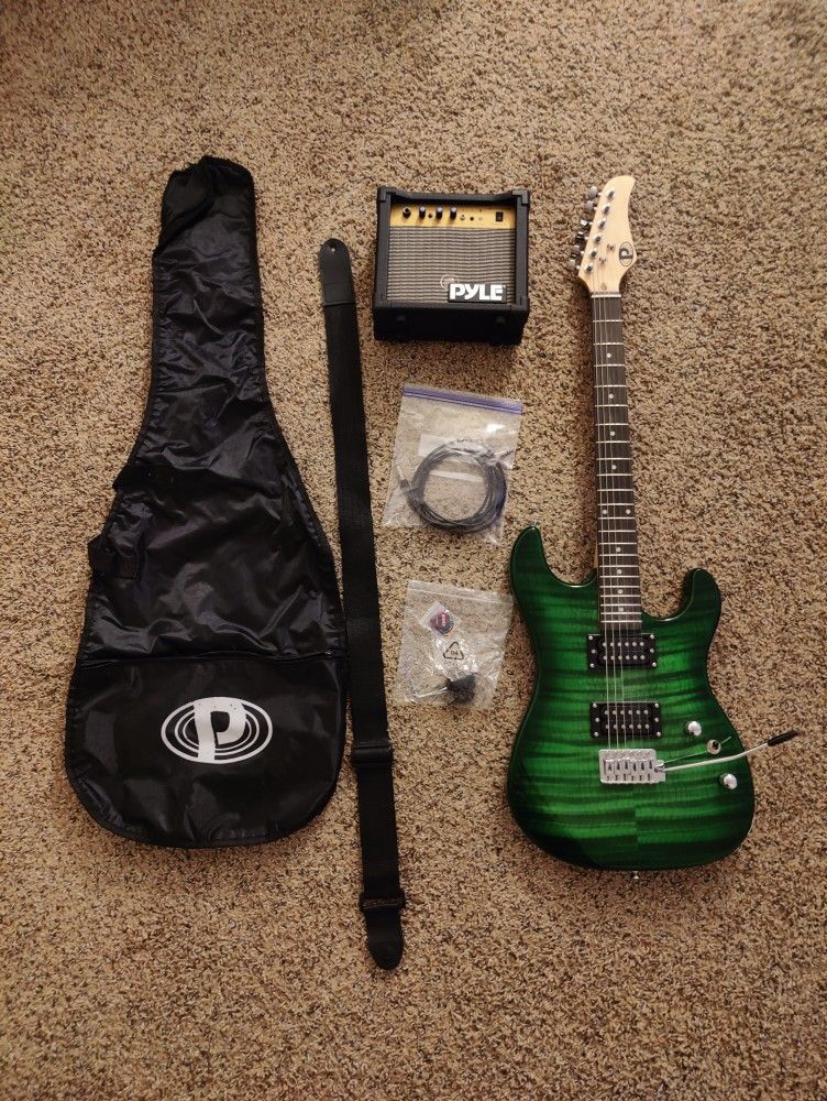 Pyle Beginner Electric Guitar Set (Green)