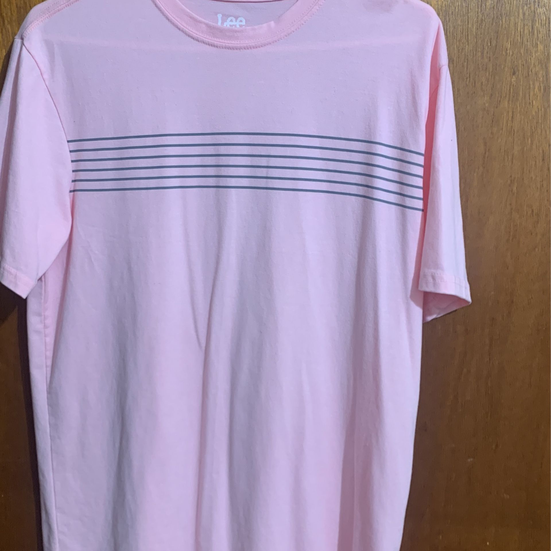 New Men’s LEE Medium Pink With Grey Stripes Shirt