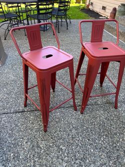 Red metal stools