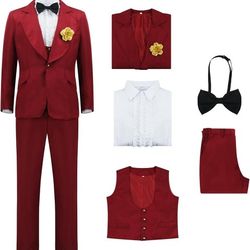 Betelgeuse Costumes Mens Red Wedding Suit Beetle Movie Cosplay Blazer Gothic Outfits Halloween Uniform