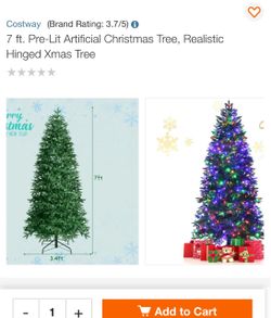 New 7 ft. Pre-Lit Artificial Christmas Tree, Realistic Hinged Xmas Tree 🌲.