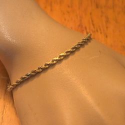 14k Yellow Gold Rope Chain Bracelet 