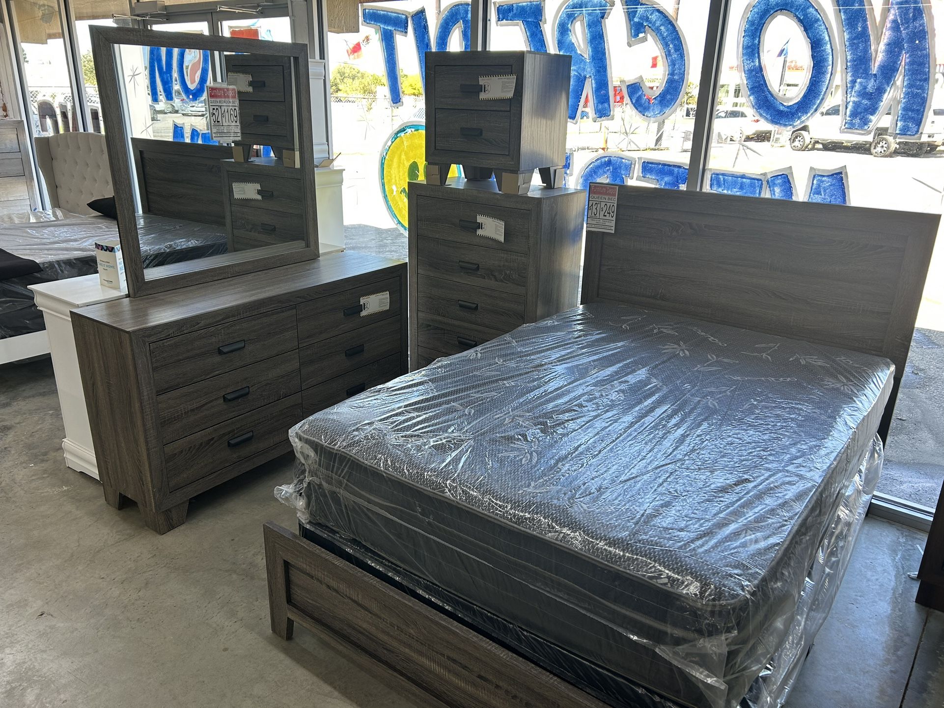 7pc Bedroom Set Grey 