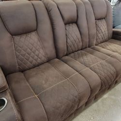 Brown Recliner Sofa With Electric And Lights