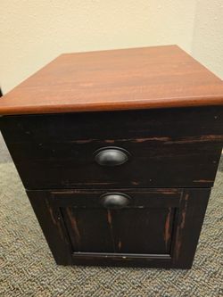 Two-Tone Wood Nightstand with Drawer and Cabinet