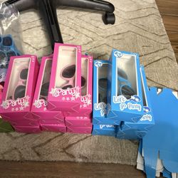 Barbie, leftover party bags and supplies