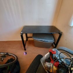 Glass top desk, book shelf nightstand