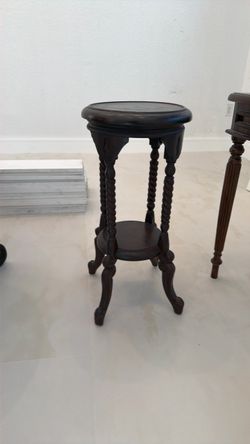 Dark Wood Pedestal Plant Stand