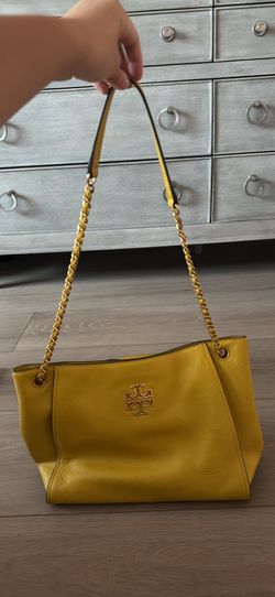 Tory Burch Yellow Britten Slouchy Shoulder Tote Bag