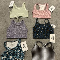 NWT lot of 6 girl’s bras sport yoga gymnastics workout bra size 4-5