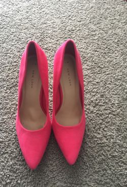 Hot pink suede high heels