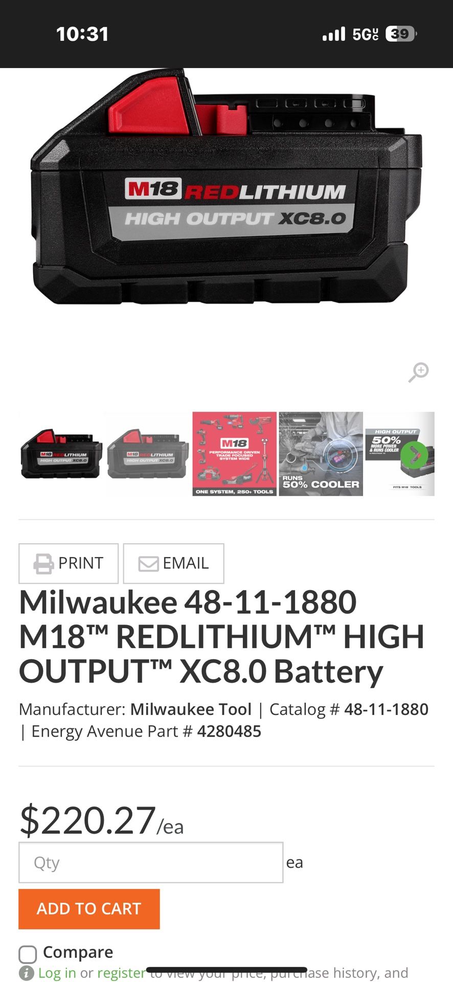 Millwaukee Xc8.0 Battery M-18