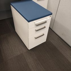 3 Drawer Under Desk Cabinets With Blue Cushion
