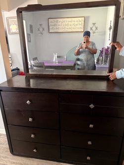 Large Brown Dresser with Mirror