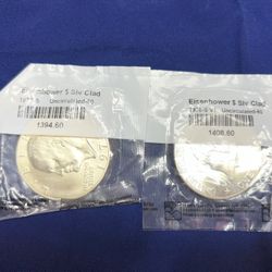Two Silver Eisenhower Uncirculated Coins 