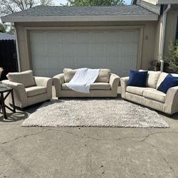 Free delivery IKEA cream sofa, loveseat, and lounge chair set