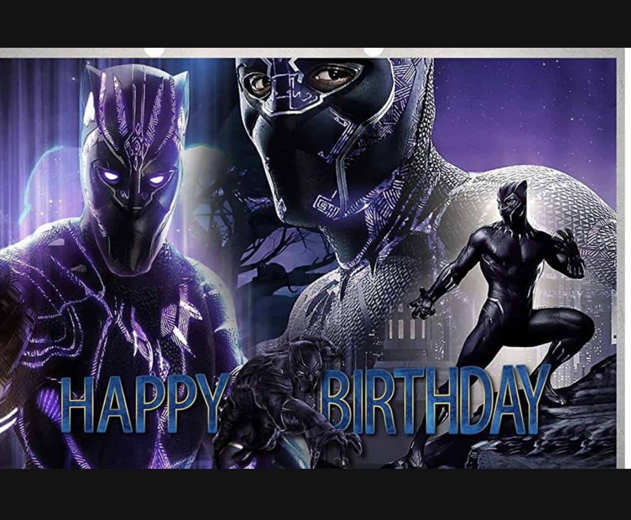 Black Panther Birthday Party Supplies, 5×3 FT Black Backrop Birthday Party Decorations Set Include Backdrop, Happy Birthday banner, Cake Toppers and C