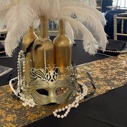 Gold Coated Bottles And Over 250 Black And White Feathers 