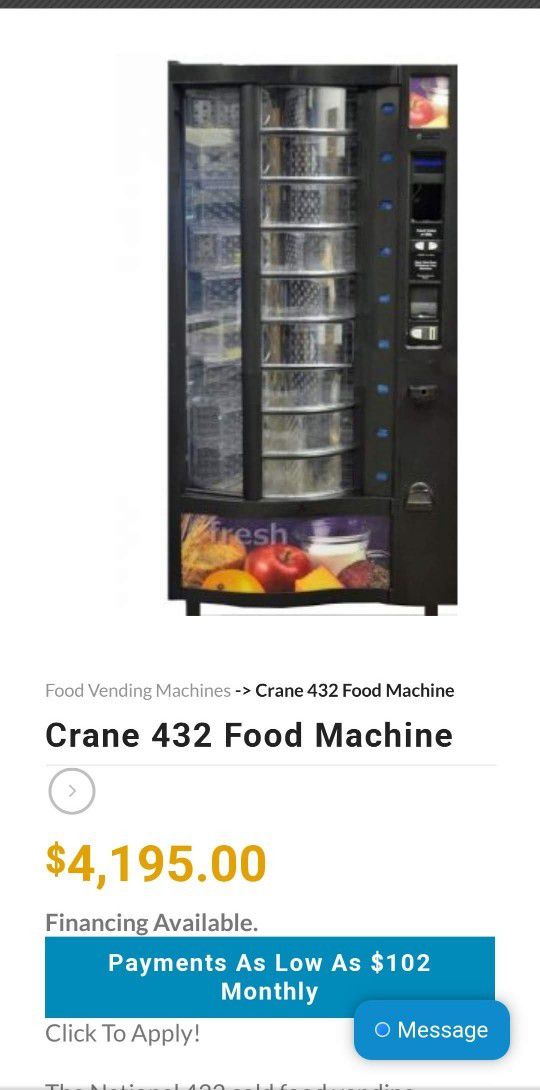 Crane 432 Shopper Cold Food Vending Machine