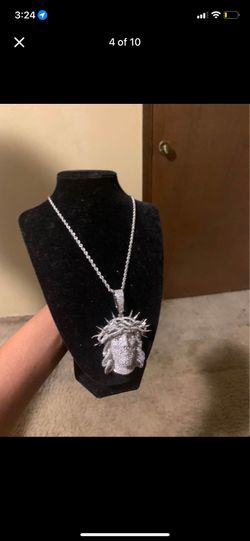 Iced out heavy solid Jesus pendant with 20in rope chain