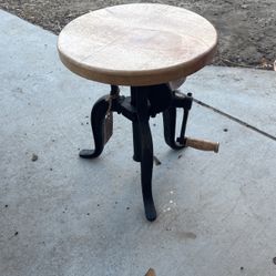 Cast Iron End Table With Wood Top