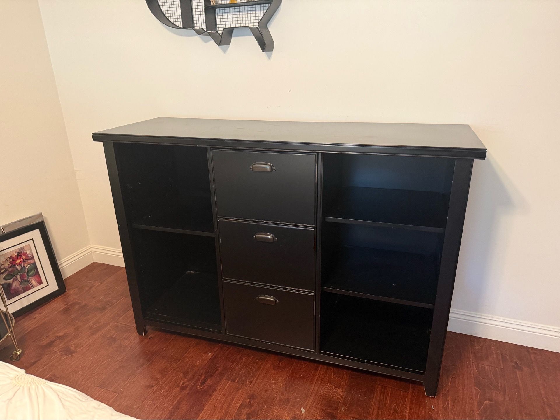 Black Credenza with Shelving & Drawers
