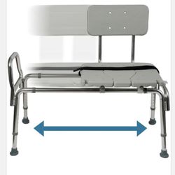DMI Tub Transfer Bench and Shower Chair with Non Slip Aluminum Body FSA Eligible Adjustable Seat Height and Cut Out Access Holds Weight up to 400 L